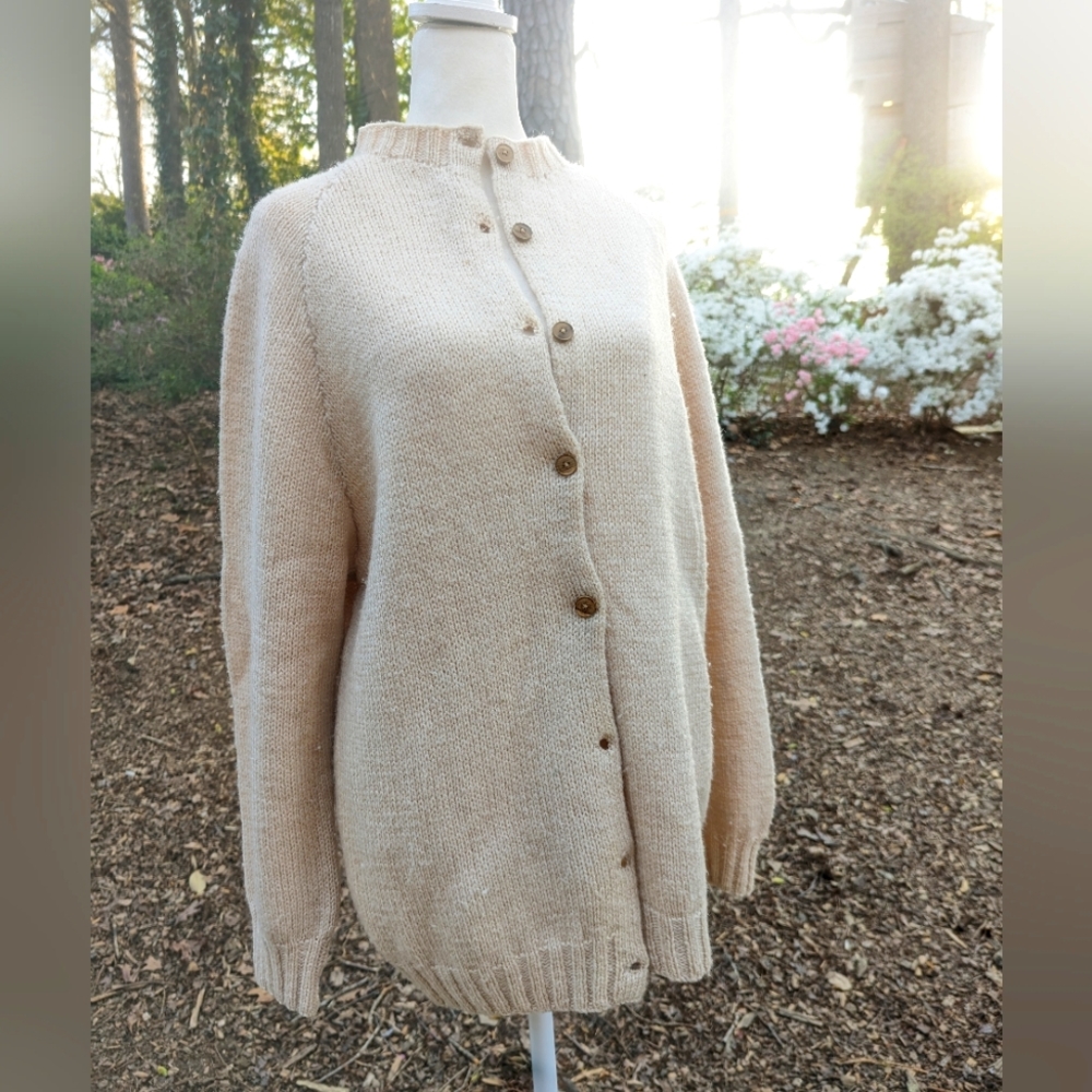 Vintage 1950's Hand Knit Wool Blend Cardigan Sweater